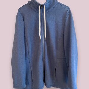 T by Talbots Heavyweight Mock-Neck Blue Sweatshirt Jacket Sz 2X
